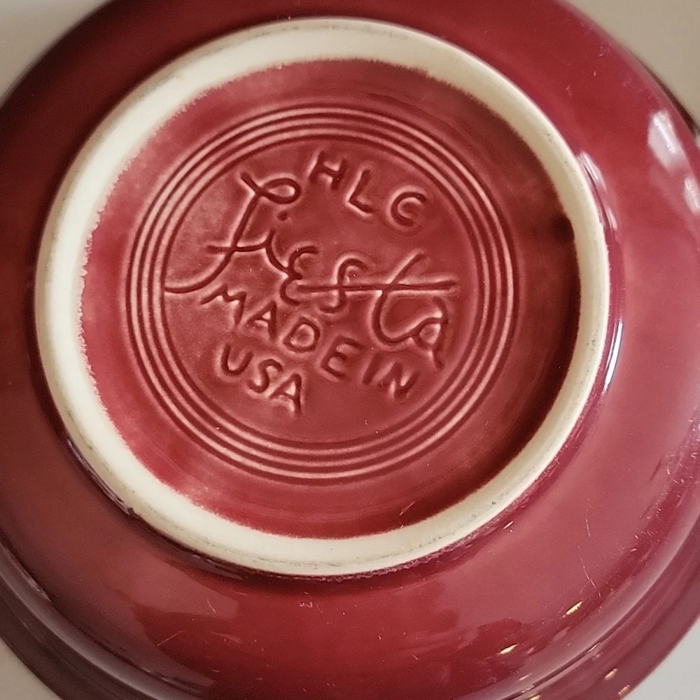 2 Fiesta 7” Bowls burgundy yellow fiestaware pottery